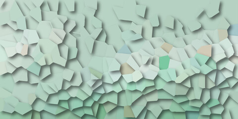 Soft Pastel Green Abstract Geometric Mosaic with Polygonal Shapes and Gentle Shadows on a Light Background