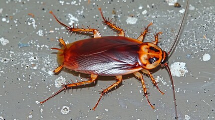 American cockroach crawling on the floor a disgusting household insect invading your home