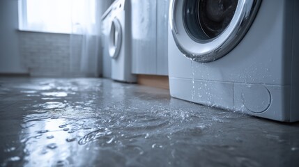 Household plumbing emergency with leaking washing machine