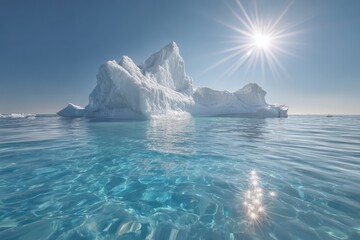 Arctic iceberg floating in calm blue sea