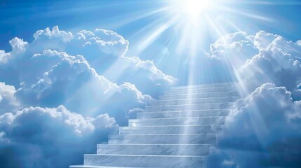Ascend the stairway to celestial heights, embracing the radiance of the divine light