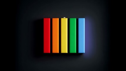 Bold minimalist poster showing fading rainbow battery bar