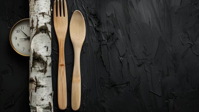 Video A pair of wooden forks and spoons placed on a table, ready for use