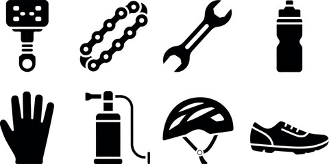 black and white bicycle repair tools and accessories