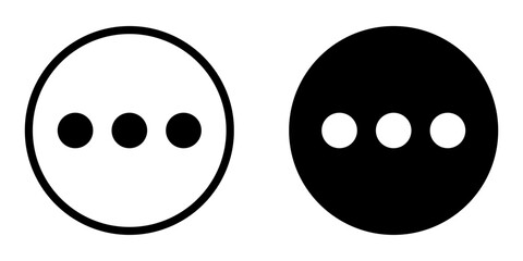 More icon set. A minimal and modern line drawing of three dots inside a circle, commonly used as a menu or options icon.