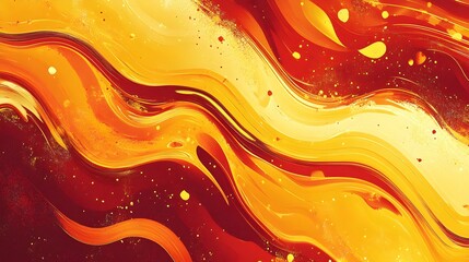 Abstract fiery liquid waves and splatters background texture