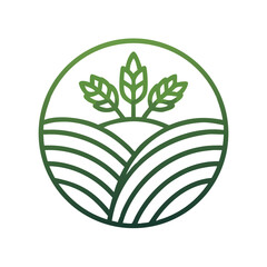 Organic Farm Field Logo with Crops in Circular Emblem