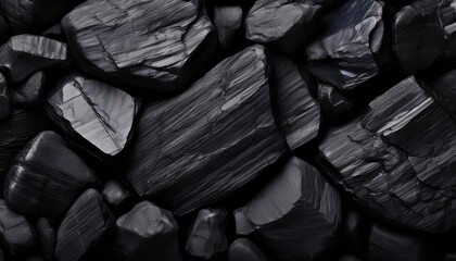 Close Up Of Textured Black Coal Stones Background