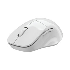 A Sleek White Wireless Computer Mouse With A Scroll Wheel And Textured Grip Detail Isolated On A Transparent Background Perfect For Gaming Or Office Use