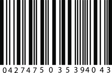 Barcode vector illustration black and white machine readable retail code design with numbers on white background for packaging inventory