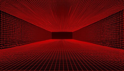 dynamic rhythm of warped perspective grid red black immersive abstract background transition geometric pattern visual rhythm 3d illusion digital design sci fi themes and conceptual projects
