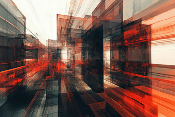 Low angle view of modern glass skyscrapers reflecting the warm glow of the setting sun