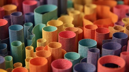 Colorful tokens rising through geometric tunnels