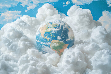 Earth globe covered with clouds symbolizing global warming and climate change