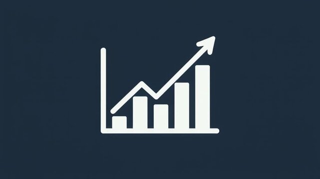 White Bar Chart and Line Graph Displaying Upward Trend on Dark Blue Background Keywords: graph, chart, data, analytics, statistics, growth, increase, upward, trend, bar chart, line graph