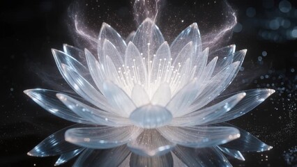 Glowing glass lotus energy meditation abstract background. meditation for yoga, spa, wellness, balance, relaxation, retreat