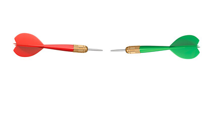 Strategic choice represented by contrasting red and green darts facing off