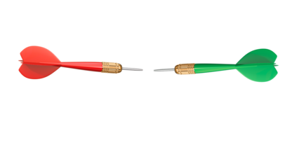Strategic choice represented by contrasting red and green darts facing off