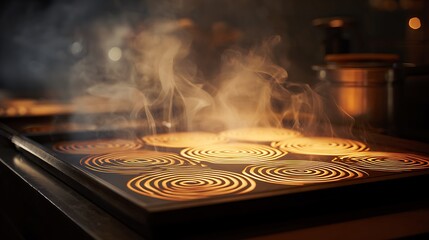 Old cash register with flames and coins representing time is money concept