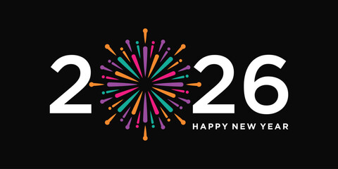 Happy New Year 2025 logo design vector icon. Fireworks, Sparks and trendy New Year 2025 design graphics templates