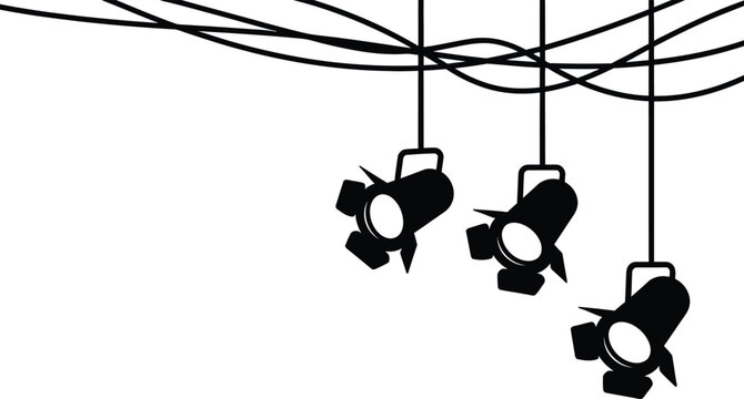 Three spotlights hanging from ceiling