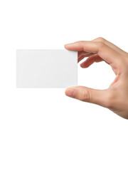 Fototapeta premium Hand holding blank card isolated on transparent background