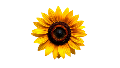 a sunflower with circular center with short petals