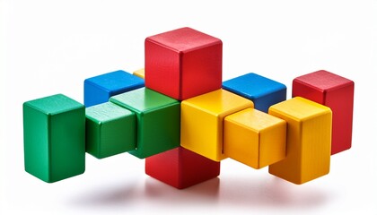 Obraz premium Interlocking Cube Toy Structure Isolated On Transparent Background