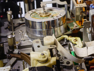 Internal Mechanism of Vintage Video Cassette Recorder