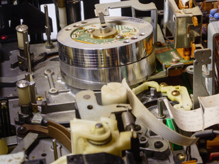 Internal Mechanism of Vintage Video Cassette Recorder