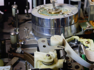 Internal Mechanism of Vintage Video Cassette Recorder