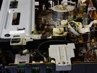 Inside View of Vintage VHS Player Mechanism