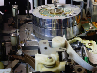 Internal Mechanism of Vintage Video Cassette Recorder