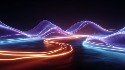 Creative energy flow diagram with flickering neon lines