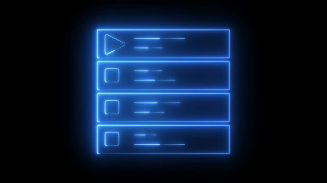 neon Music playlist icon isolated on black background. Music playlist icon animation. 4k motion video.
