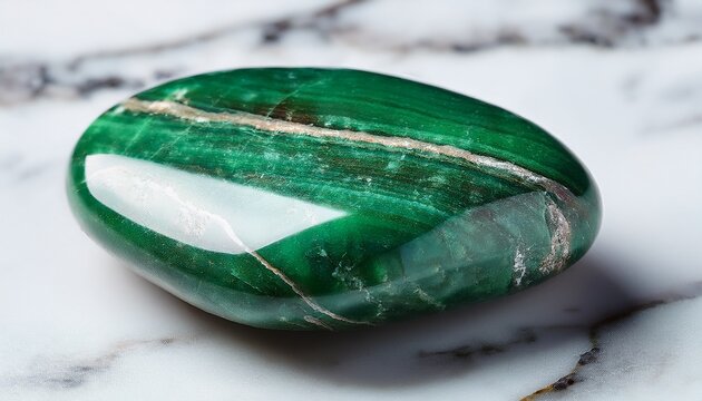 Tumbled Chromian Diopside Stone On White Marble