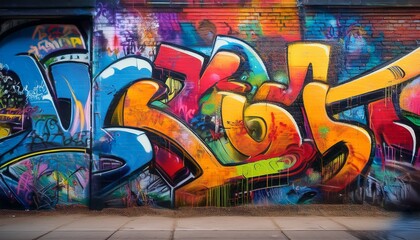 vibrant graffiti art on urban backdrop