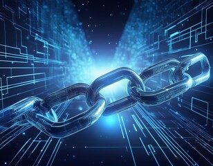 broken chain link the concept of data protection technology is a weak link in the system of digital data transfer hacker attack on the network digital background