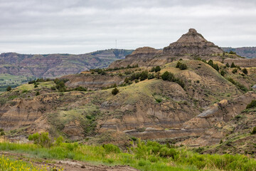 North Dakota Badlands on a stormy summer day