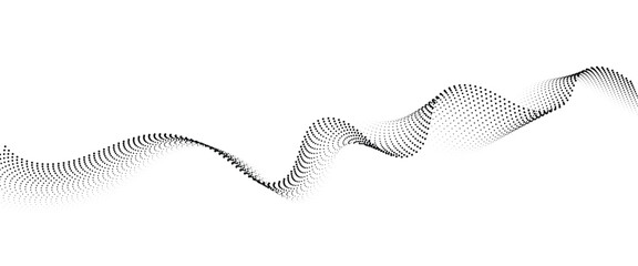 Flowing Dot Wave halftone gradient pattern on transparent background	