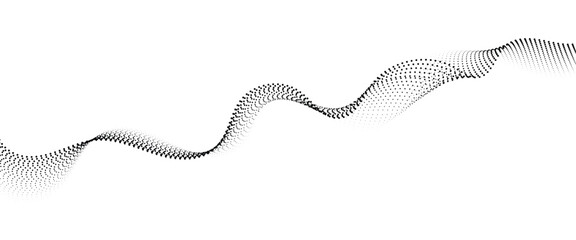 Flowing Dot Wave halftone gradient pattern on transparent background	