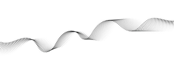 Flowing Dot Wave halftone gradient pattern on transparent background	
