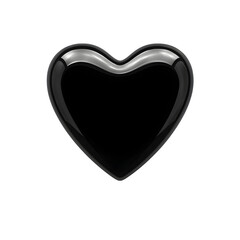 Glossy black heart frame, isolated on white background and isolated on transparent background