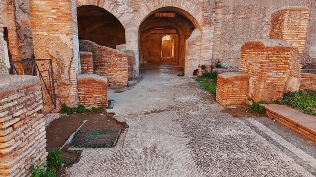 The Baths of the Seven Sages or Terme dei Sette Sapienti in Ostia Antica, the old port of Rome, Lazio, Italy, dating back to the 7th century BC