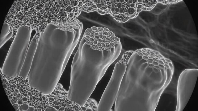 Explore the intricate details of tooth structures as captured through a microscope at night. The close-up images reveal fascinating textures and patterns revealing nature's design.