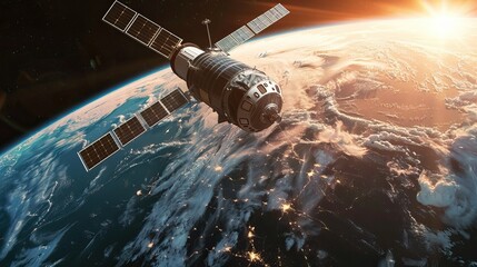 A high-resolution Earth observation satellite in orbit, capturing detailed images of the planet. AI-generated image