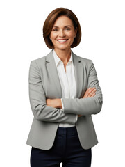 Confident businesswoman smiling isolated on transparent background