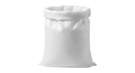 White polypropylene sack isolated on transparent background for bulk packaging agricultural products grains sugar flour
