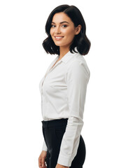 Professional woman in business attire isolated on transparent background