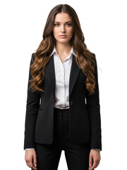 Professional woman in business attire isolated on transparent background